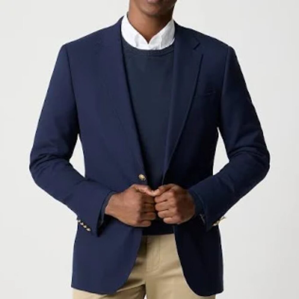 J. Crew Factory Thompson University Navy Blazer with Gold Buttons